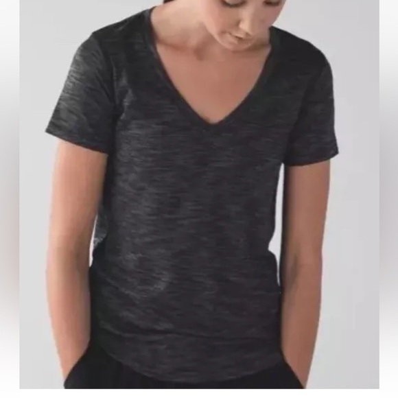Lululemon What The Sport Tee Heathered Black/ gray Sz 4 *K7 - Picture 2 of 6